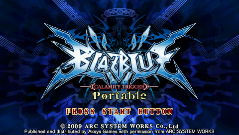 BlazBlue: Calamity Trigger Portable title screen for PSP